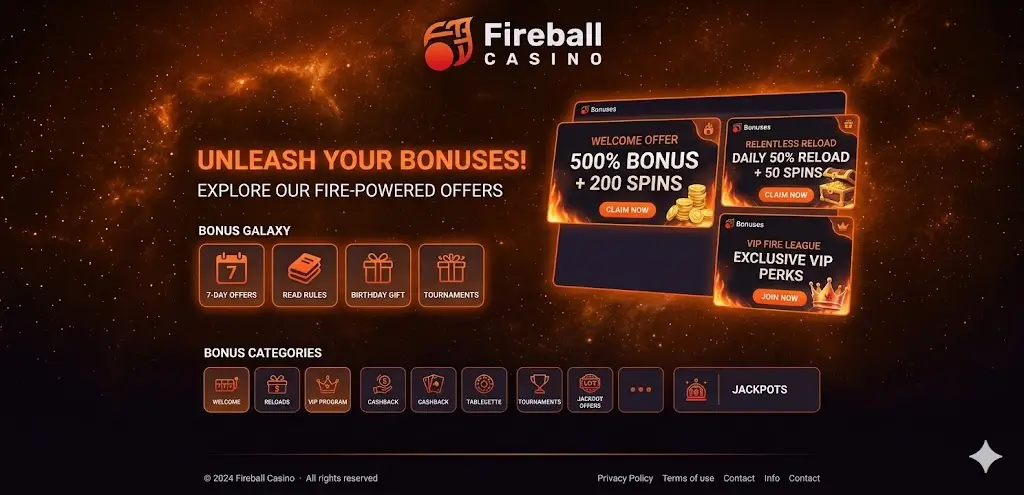 Fireball Casino bónuszok
