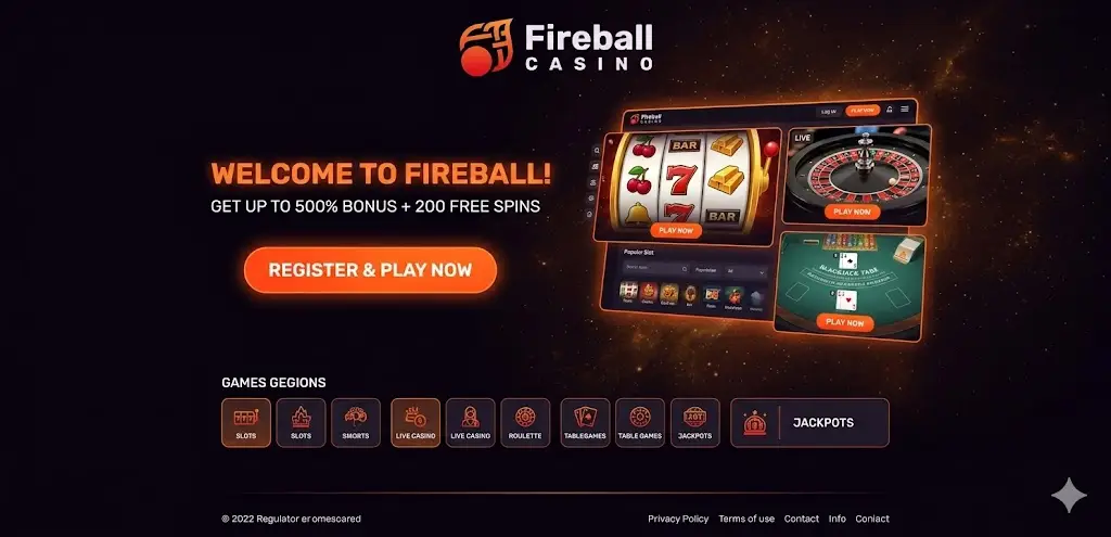 Fireball Casino főoldal