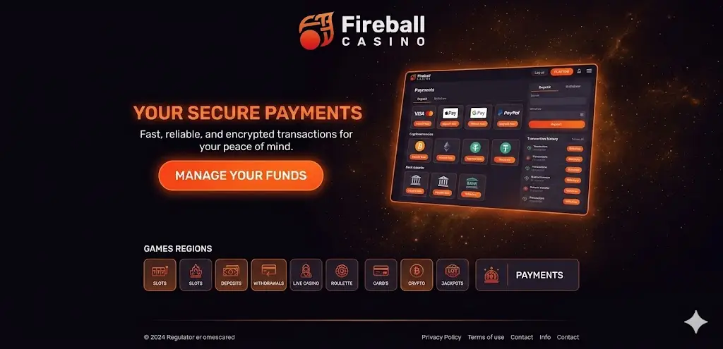 Fireball Casino fizetési módok